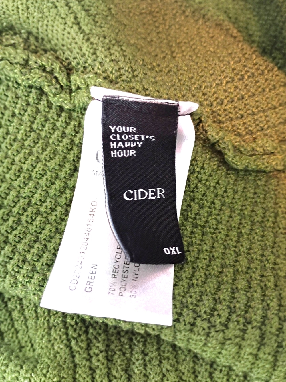 Cider -Green Knit Tank Dress with Cream Trim - 0XL - Picture 5 of 6